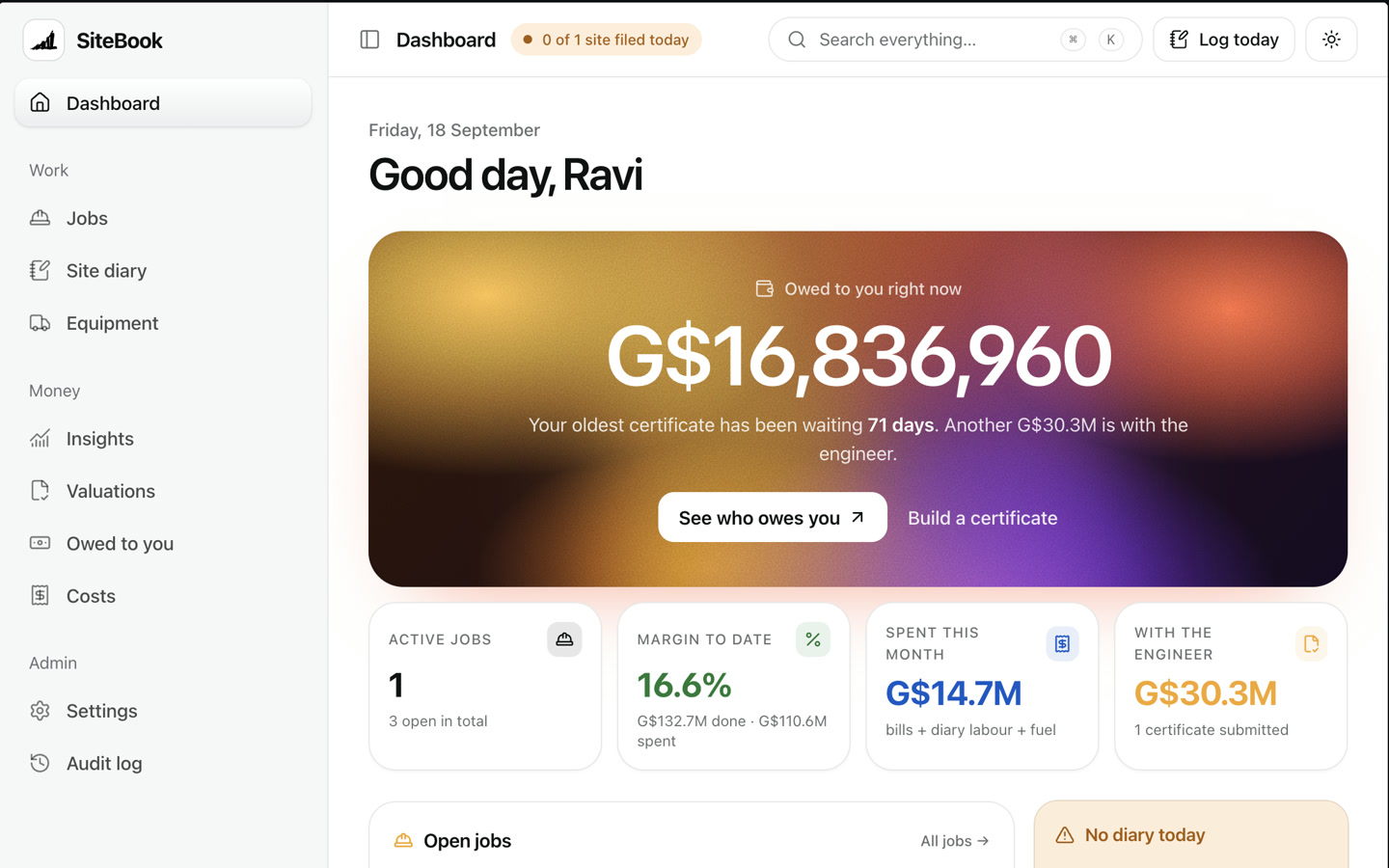 SiteBook by BillBook — the app itself
