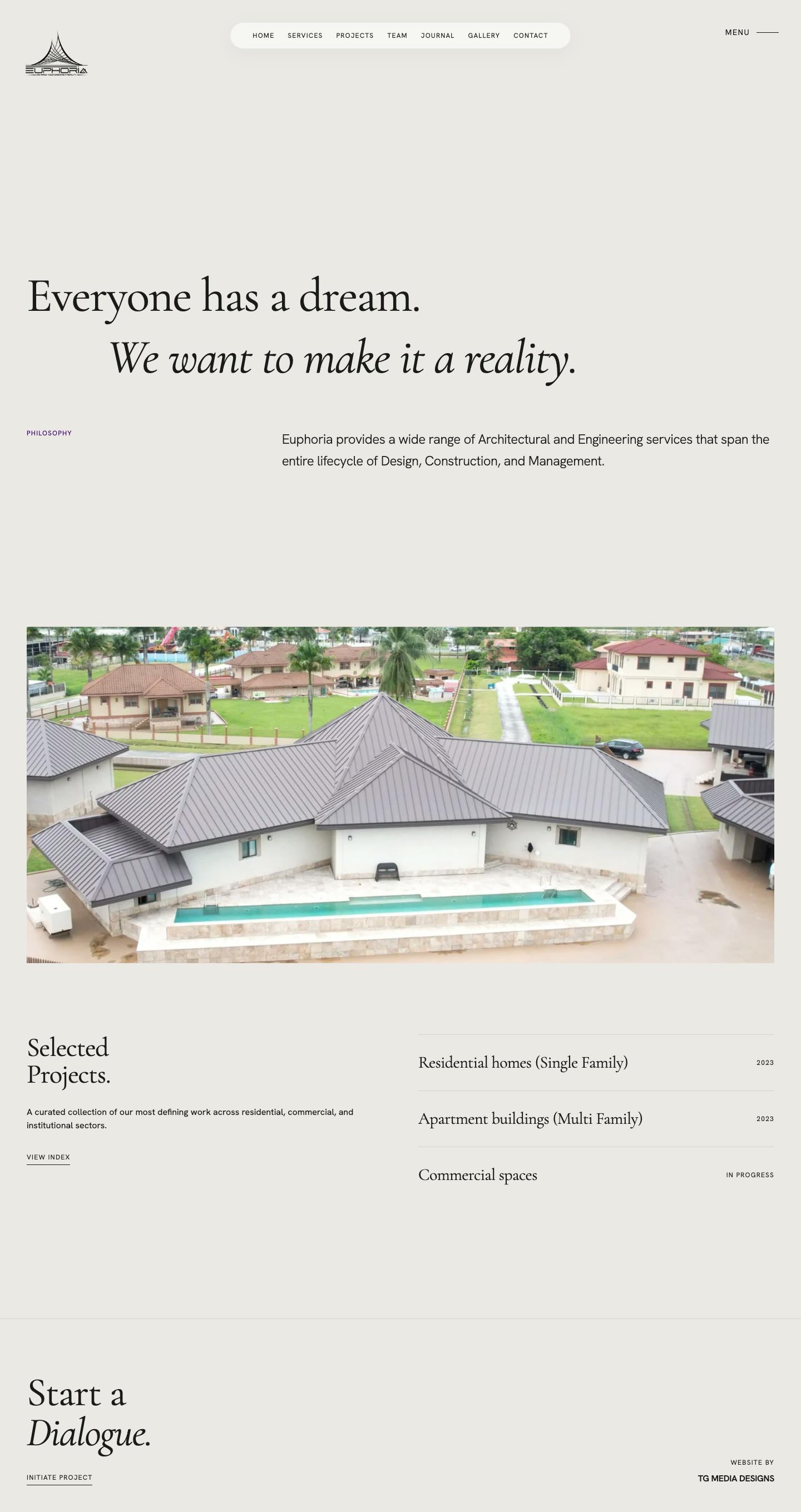 Euphoria Architecture, full page on a laptop