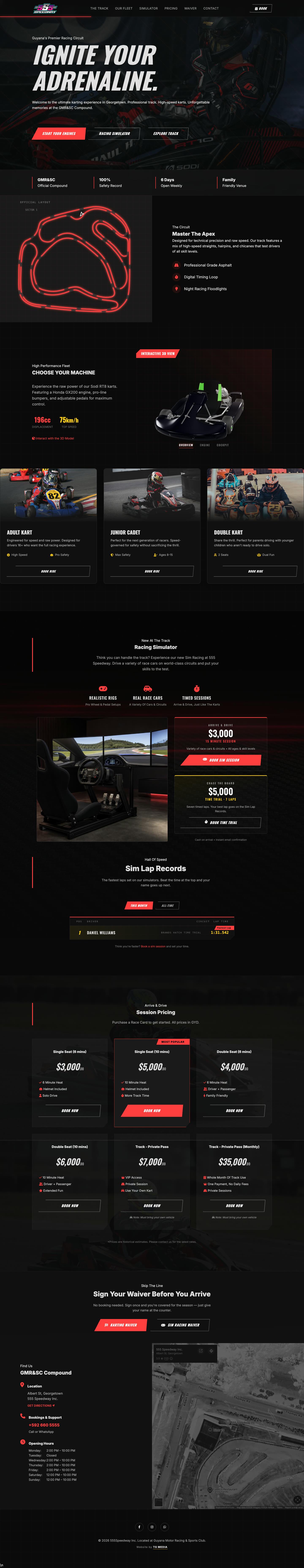 555 Speedway, full page on a laptop