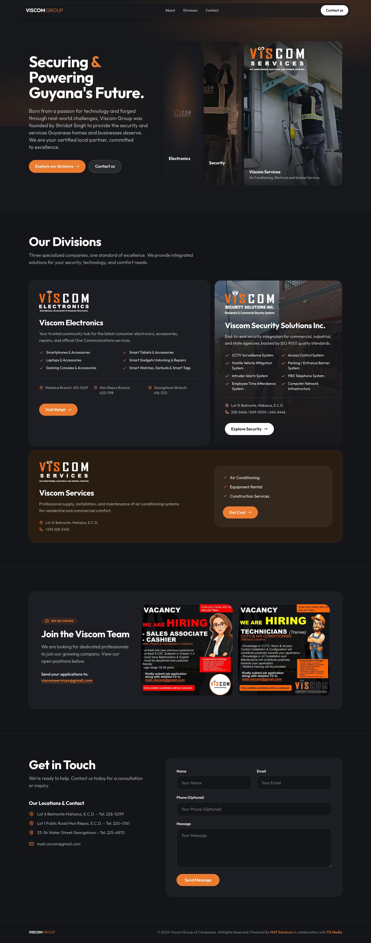 Viscom Group, full page on a laptop