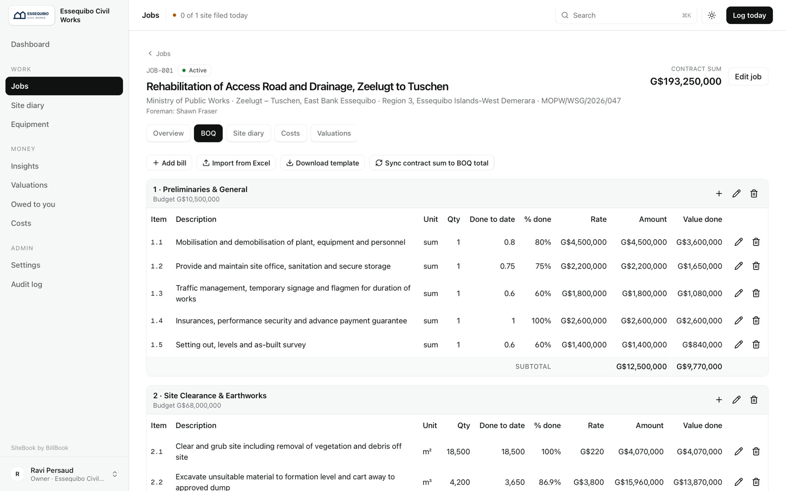 SiteBook by BillBook: The bill of quantities, alive