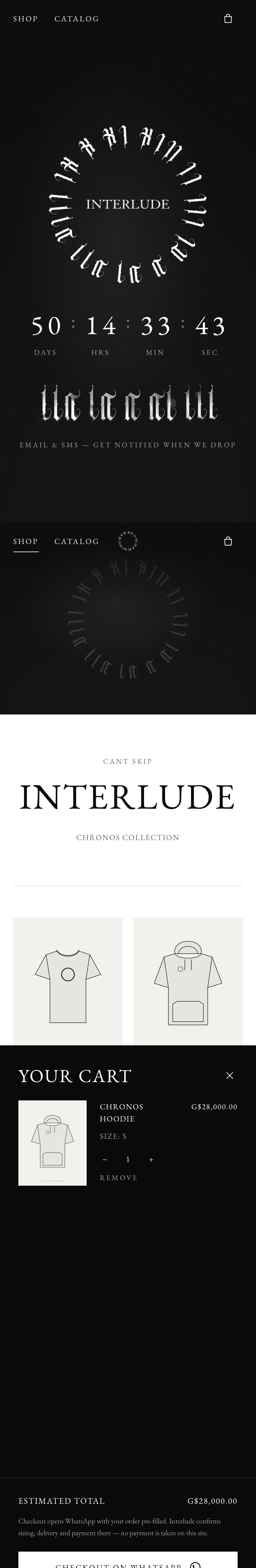 Interlude.XI on a phone — start screen